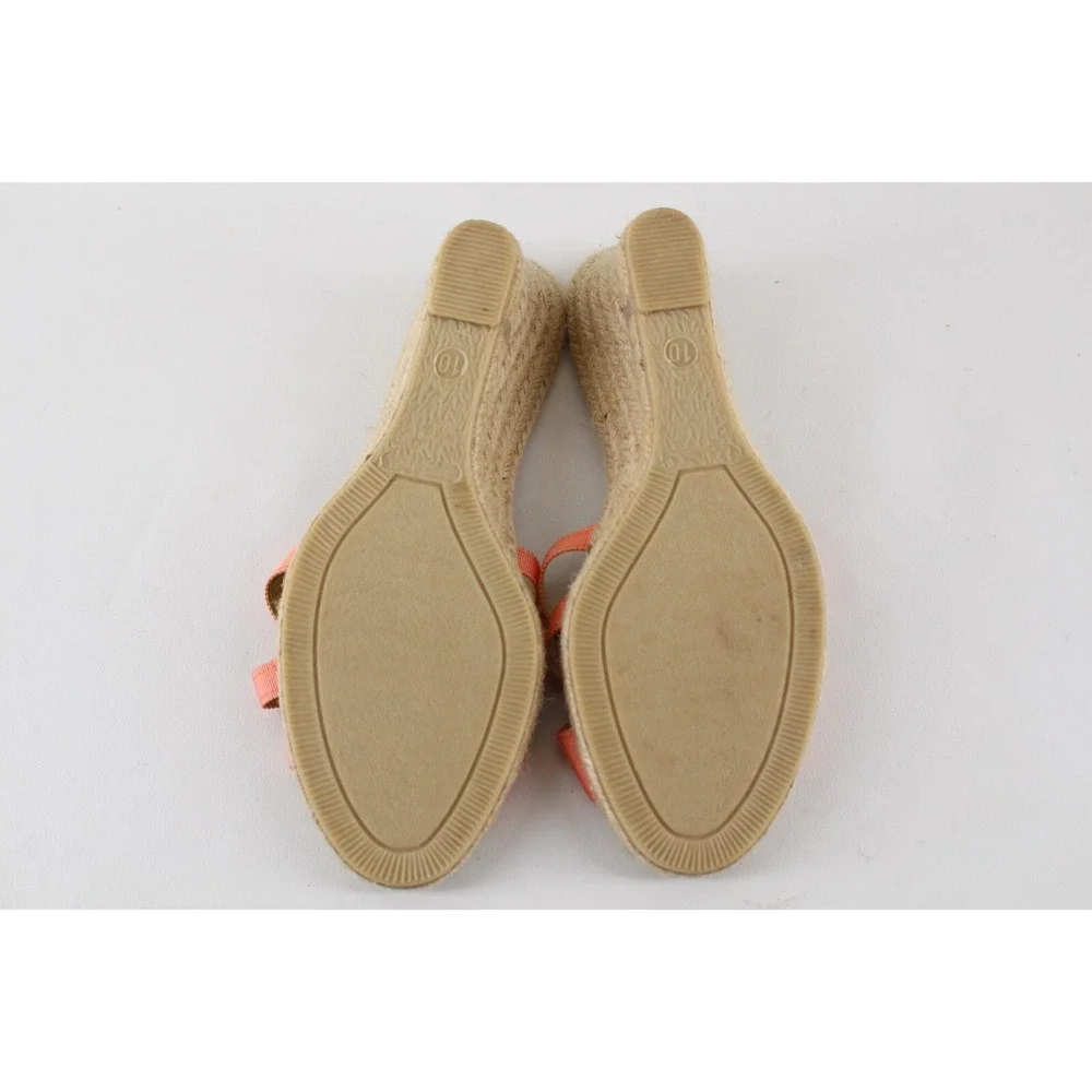 J. Crew Pink‎ Grosgrain Jute Wedge Sandals 10 US Made in Italy